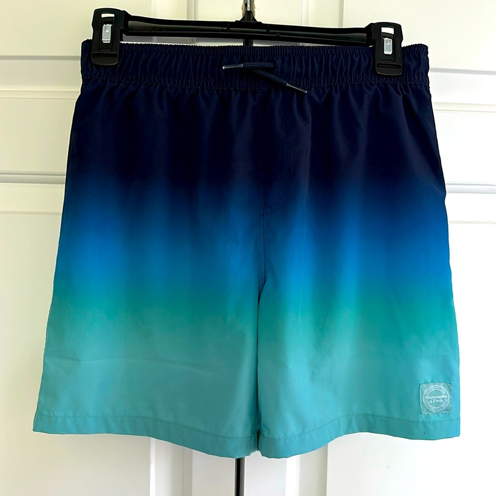 Abercrombie Boys Blue Multicolored Swim Trunks, size 11/12